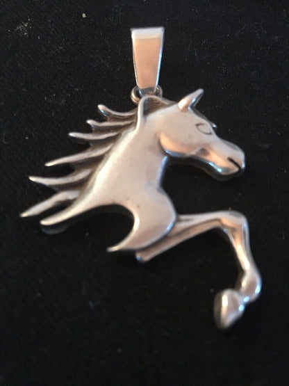 Native American Navajo Horse Head Pendant | Sterling Silver | 2" | 3610