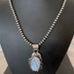 Navajo Blue Larimar Pendant Necklace | Sterling Silver Beads | Authentic Native American Handmade | 1212