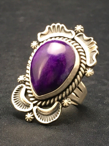 Native American Sugilite Navajo Ring | Sterling Silver | Sz 7.5 | 4189