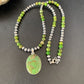 Navajo Pearl Necklace with Green Mojave Turquoise Pendant | Sterling Silver | 11757