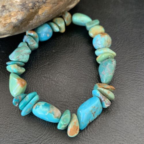 Men's Women's Stretch Bracelet | Blue Green Turquoise Stone | 7" | 11828