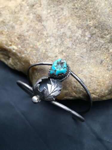 Navajo Blue Turquoise Bracelet | Sterling Silver | Authentic Native American Handmade | 4416
