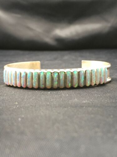 Native American Zuni Opal Bracelet | Sterling Silver | Authentic Handmade | 4393