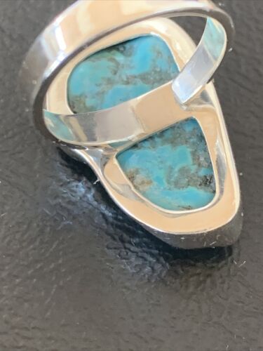Navajo Blue Kingman Turquoise Ring | Sterling Silver | Sz 7.5 | Authentic Native American Handmade | 11615