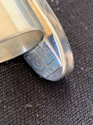 Southwestern Navajo Cinnabrite Ring | White Black | Sterling Silver | Sz 7.5 | 01559