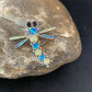 Zuni White Blue Opal Inlay Dragonfly Necklace Pin Pendant | Sterling Silver | 13683