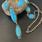 Navajo Kingman Turquoise Lariat Necklace | Sterling Silver | Authentic Native American Handmade | 11571