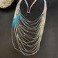 Turquoise Liquid Silver Heishi Necklace | 20 Strand Sterling Tube Pendant | Native American Handmade | 12296