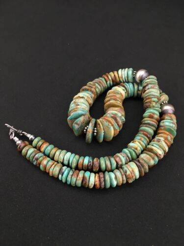 Navajo Graduated Turquoise Necklace | Sterling Silver | Authentic Native American | 21" | 1242