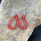 Handmade Liquid Silver Heishi Dangle Earrings | Apple Sponge Coral Tube | Sterling Silver | 2" | 1095