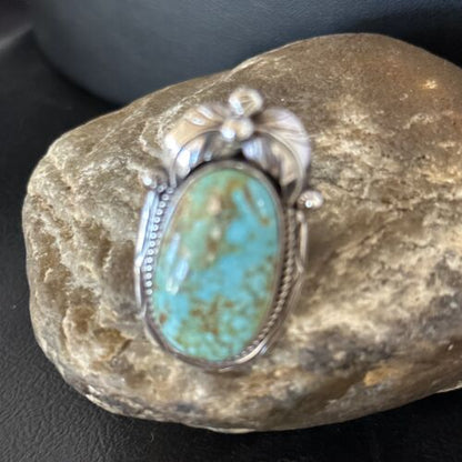 Navajo Blue Turquoise #8 Rings | Sterling Silver | Sz 9.5 | Authentic Native American Handmade | 14285