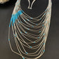 Turquoise Liquid Silver Heishi Necklace | 20 Strand Sterling Tube Pendant | Native American Handmade | 12296
