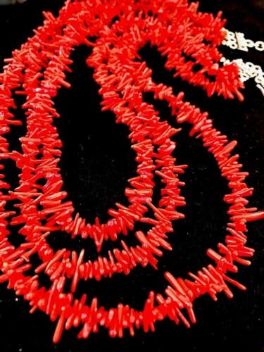 Navajo Deep Sea Branch Coral 3-Strand Necklace | Sterling Silver | Native American Indian - Masha USA