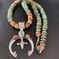 Navajo Pearl Sterling Silver Necklace with Royston Turquoise & Spiny Oyster Naja Pendant | 11579