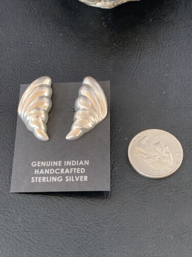 Old Pawn Women's Southwestern Sterling Silver Oval Stud Earrings | 1" | 13002