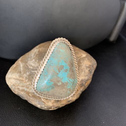 Navajo Blue Turquoise Ring | Sterling Silver | Sz 10 | Authentic Native American Handmade | 13714