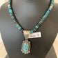Men's Navajo Spiderweb Kingman Turquoise Pendant Necklace | Sterling Silver | Native American Handmade | 01975