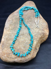 Navajo Blue Nugget Turquoise Heishi Necklace | Sterling Silver | 19" | Authentic Native American Handmade | 8959