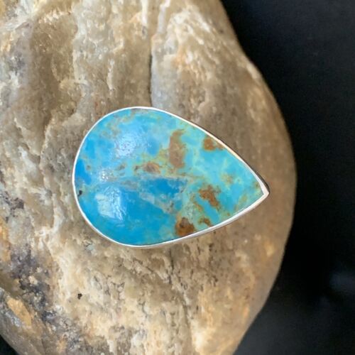 Navajo Blue Kingman Turquoise Ring | Sterling Silver | Sz 8 | Authentic Native American Handmade | 12787