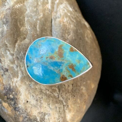 Navajo Blue Kingman Turquoise Ring | Sterling Silver | Sz 8 | Authentic Native American Handmade | 12787