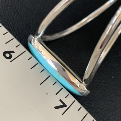 Minimalist Women's Blue Kingman Turquoise Cuff Bracelet | Sterling Silver | 12868