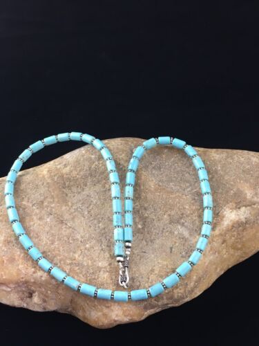 Native American Sterling Silver Blue Turquoise Necklace | 18" | 10011