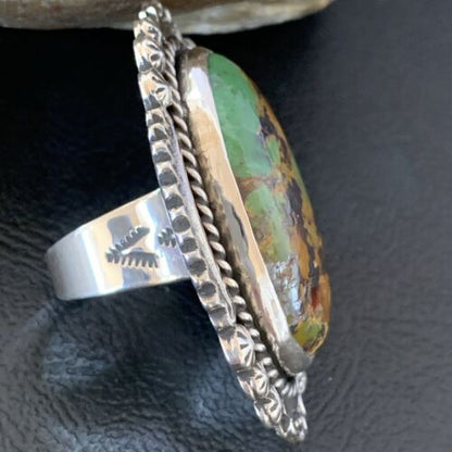 Native American Women's Navajo Green Turquoise Ring | Sterling Silver | Sz 6.5 | 10225