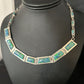 Native American Women's Blue Opal Navajo Necklace | Sterling Silver Inlay Pendant | 14649