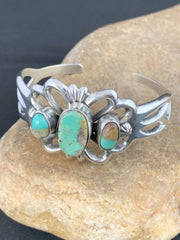 Navajo Sterling Silver Cuff Bracelet | Dry Creek Turquoise | Authentic Native American Handmade | 239