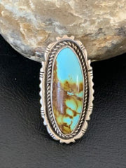 Native American Navajo Sterling Silver Turquoise #8 Ring | Sz 8.5 | 12065