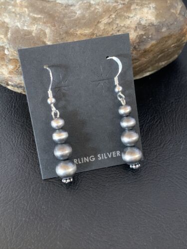 Native American Navajo Pearls Earrings | Sterling Silver | 1.5" | 13201 - Masha USA