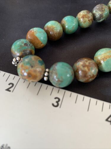 Navajo Green Turquoise & Apple Coral Graduated Necklace | Sterling Silver | Authentic Native American | 18" | 13206