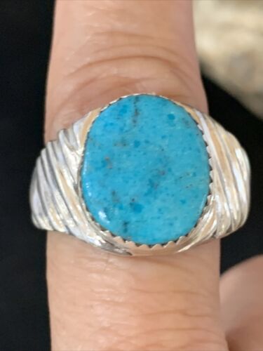 Southwestern Navajo Blue Kingman Turquoise Ring | Sterling Silver | Sz 11 | 14147