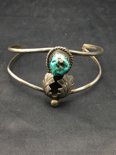 Navajo Blue Turquoise Bracelet | Sterling Silver | Authentic Native American Handmade | 4416