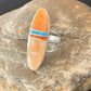Navajo Red Spiny Oyster Turquoise Inlay Ring | Sterling Silver | Sz 6 | Authentic Native American Handmade | 11583
