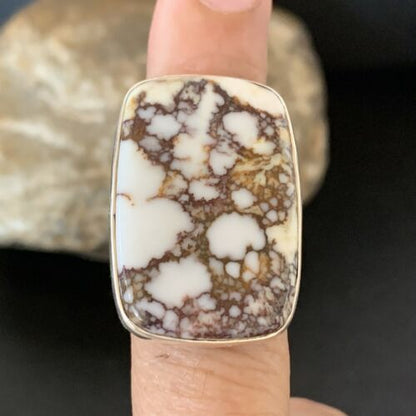 Native American Women's Navajo Wild Horse Turquoise Ring | Sterling Silver | Sz 7.5 | 10489