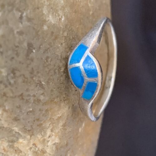Southwestern Old Pawn Navajo Blue Turquoise Ring | Sterling Silver | Sz 7 | 10844
