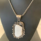 Men's White Buffalo Turquoise Pendant Necklace | Navajo Sterling Silver | 4124