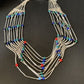 Native American Multi-Color Liquid Heishi Necklace | 10 Strand Sterling Tubes | 17" | 12623