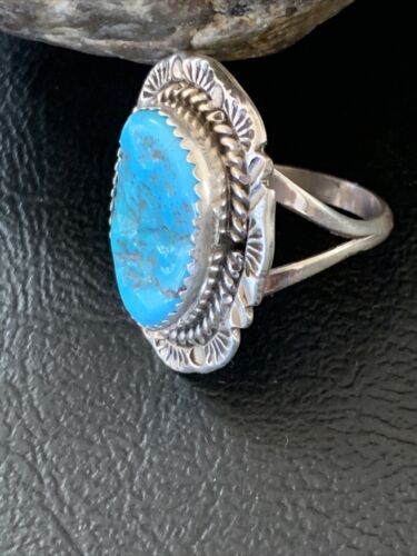 Southwestern Navajo Blue Kingman Turquoise Ring | Sterling Silver | Sz 7 | 12209
