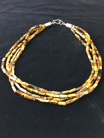 Navajo Tigers Eye Spiny Multi-Color Turquoise Sterling Necklace 19" | Handmade Jewelry | 1789