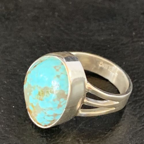 Southwestern Navajo Blue #8 Turquoise Ring | Sterling Silver | Sz 6 | Authentic Native American Handmade | 14033