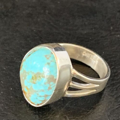 Southwestern Navajo Blue #8 Turquoise Ring | Sterling Silver | Sz 6 | Authentic Native American Handmade | 14033