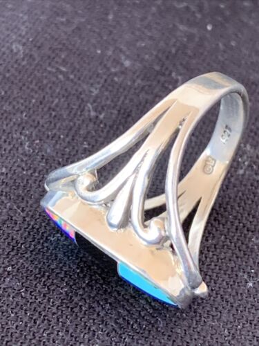 Navajo Turquoise, Lapis & Opal Inlay Ring | Sterling Silver | Sz 11.5 | Authentic Native American | 1487