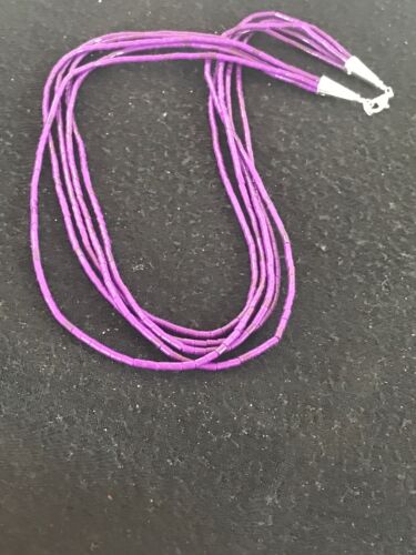 Navajo Sugilite 5-Strand Stabilized Tube Heishi Necklace | Sterling Silver | Authentic Native American Handmade | 8489