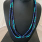 Navajo Lapis & Turquoise 3 Strand Necklace | Sterling Silver | 21" | Authentic Native American Handmade | 01011