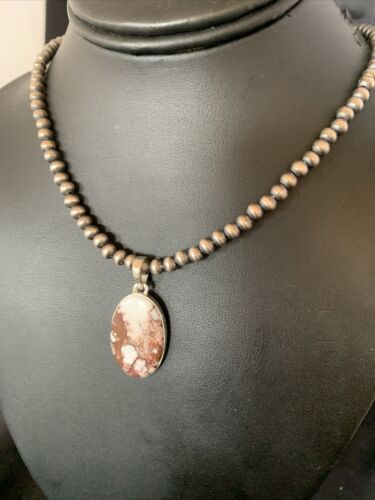 Men's Navajo Wild Horse Turquoise Pendant Necklace | Sterling Silver | Authentic Native American Handmade | 12818