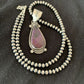 Navajo Purple Sugilite Pendant with Pearls | Sterling Silver Necklace | Authentic Native American Handmade | 4928