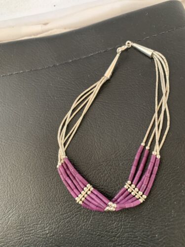 Navajo Purple Sugilite Heishi Bracelet | Sterling Silver | 8" | Authentic Native American Handmade | 2175