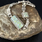 Navajo White Opal Inlay Link Bracelet | Sterling Silver | 8" | Authentic Native American Handmade | 14259
